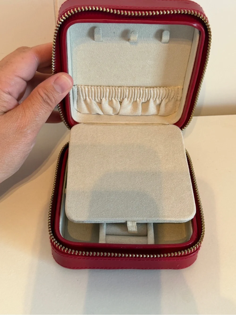 WOLF Red Quilted Leather Jewelry Case with Tassel Wristlet
